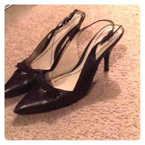 Brown sling back heels